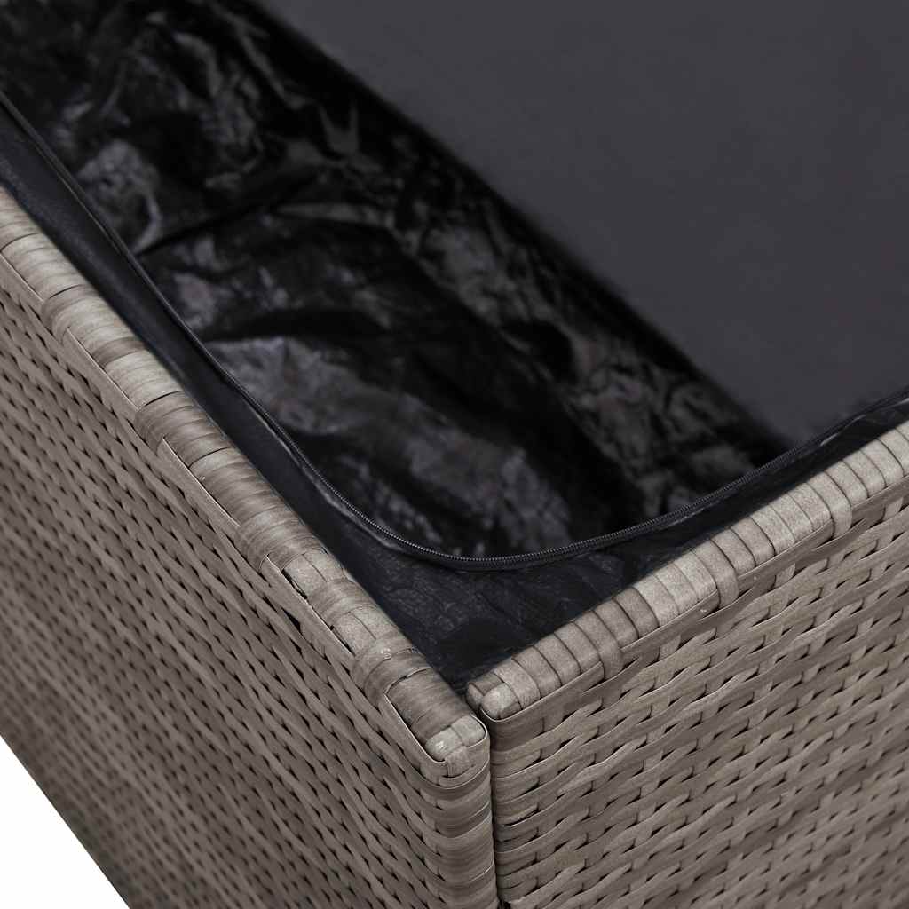 Garten-Auflagenbox Grau 220x50x58 cm Poly Rattan