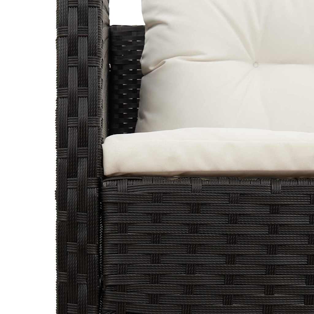 Garten-Sofa-Set 6 pcs Schwarz und Creme Poly-Rattan