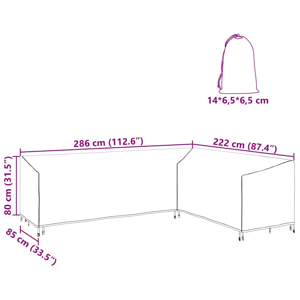 Schutzhülle für Gartenmöbel 286 x 222 x 80 cm 210D Stoff