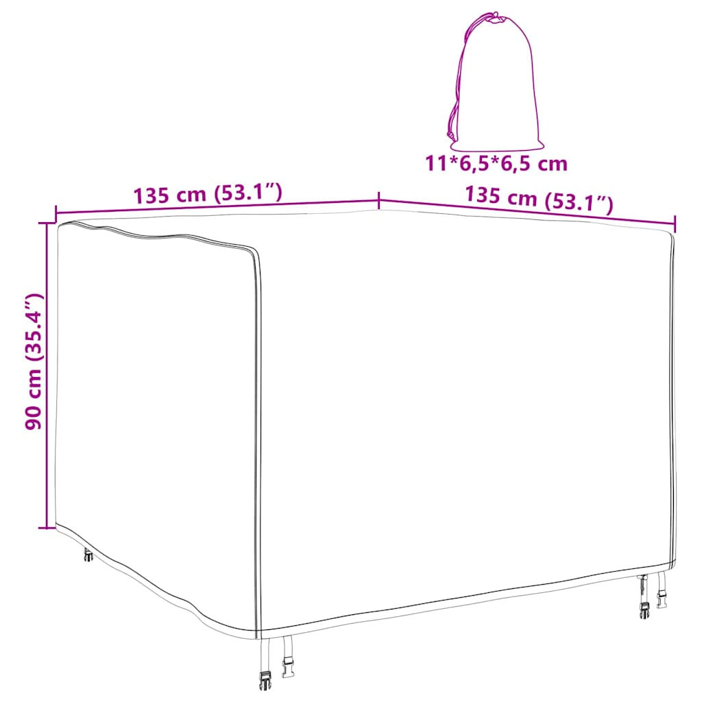 Schutzhülle für Gartenmöbel 135 x 135 x 90 cm 210D Stoff