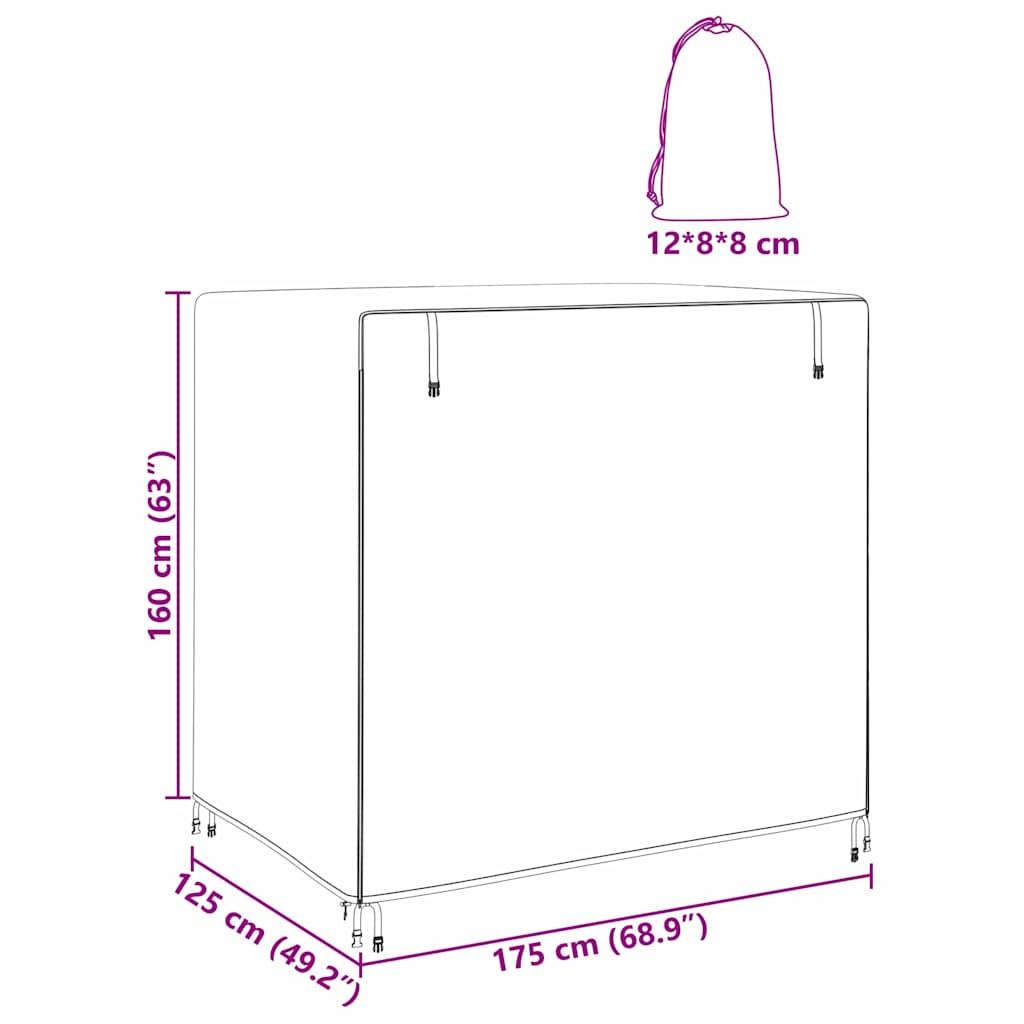 Hollywoodschaukel-Abdeckung 175 x 125 x 160 cm 210D-Gewebe
