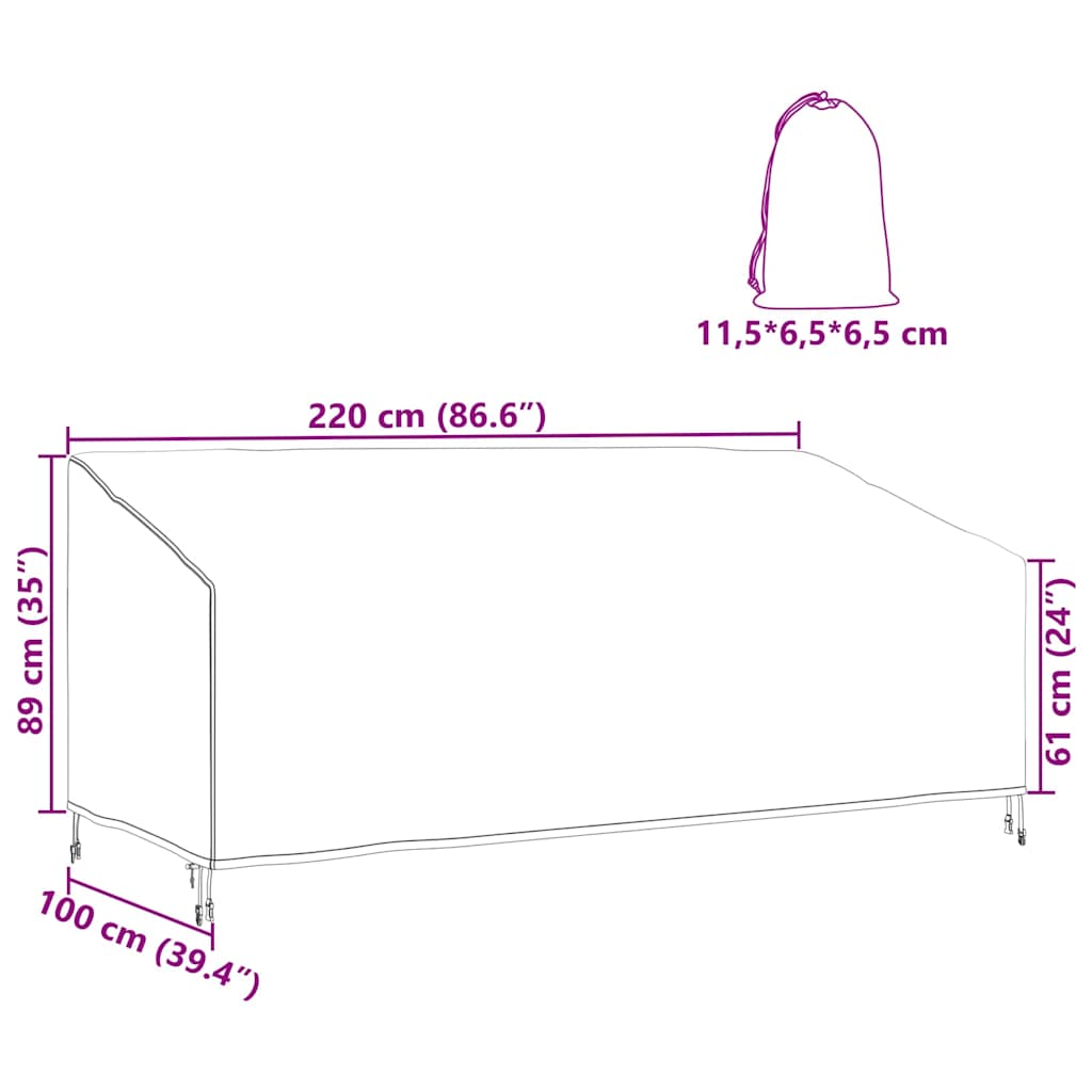 Schutzhülle für Gartenmöbel 220 x 100 x 89 cm 210D Oxford Stoff