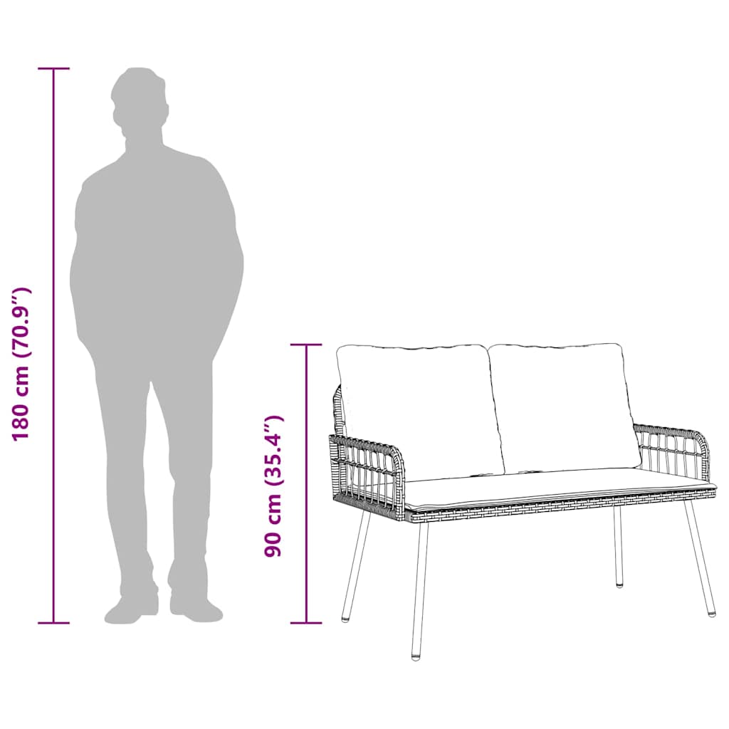 Gartenbank mit Kissen Grau 114 x 64 x 78cm Metall