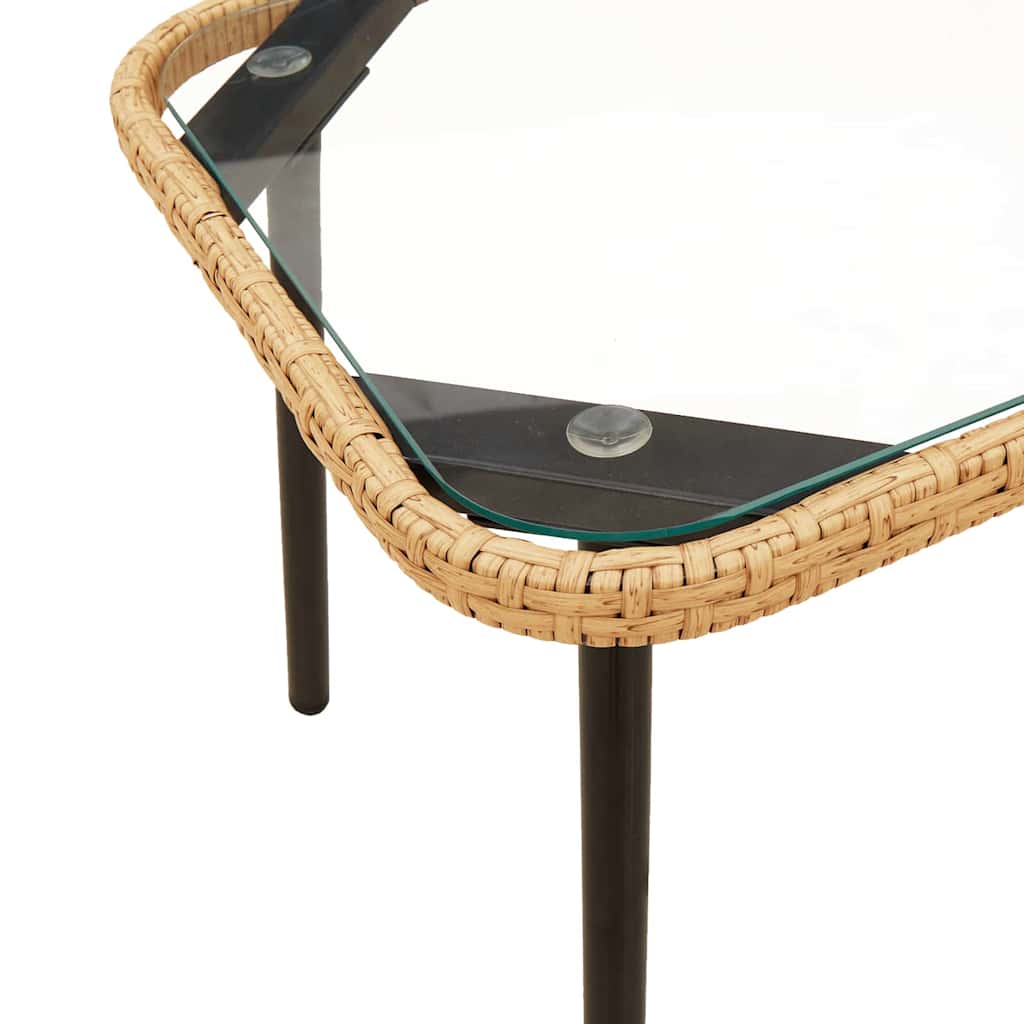 Couchtisch Braun, Schwarz 90 x 45 x 42 cm Poly-Rattan, Glas