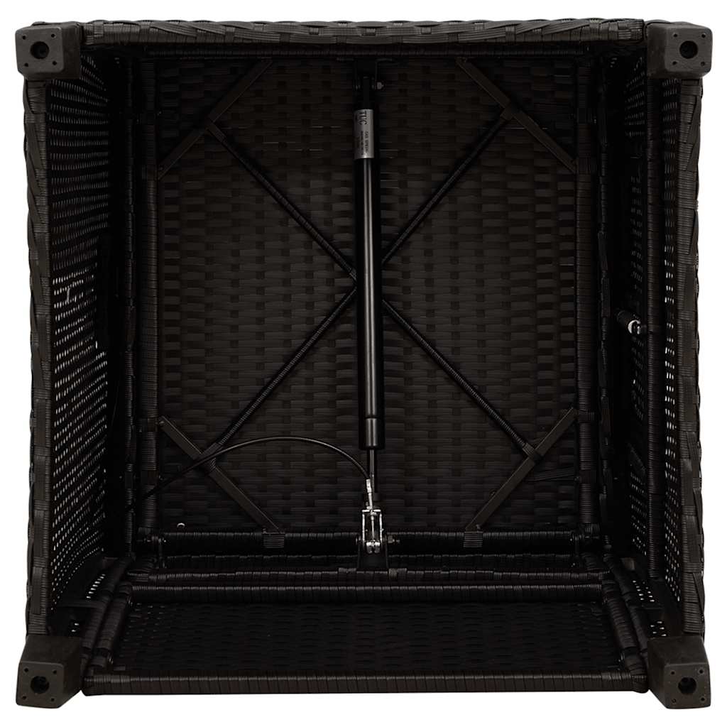 Gartensessel mit Beistelltisch Verstellbar Schwarz Poly Rattan