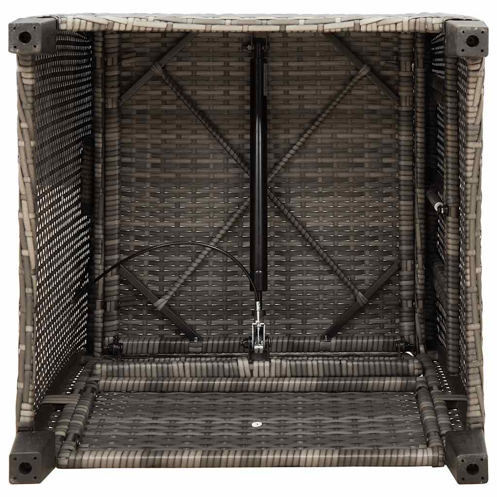 Gartensessel mit Beistelltisch Verstellbar Grau Poly Rattan
