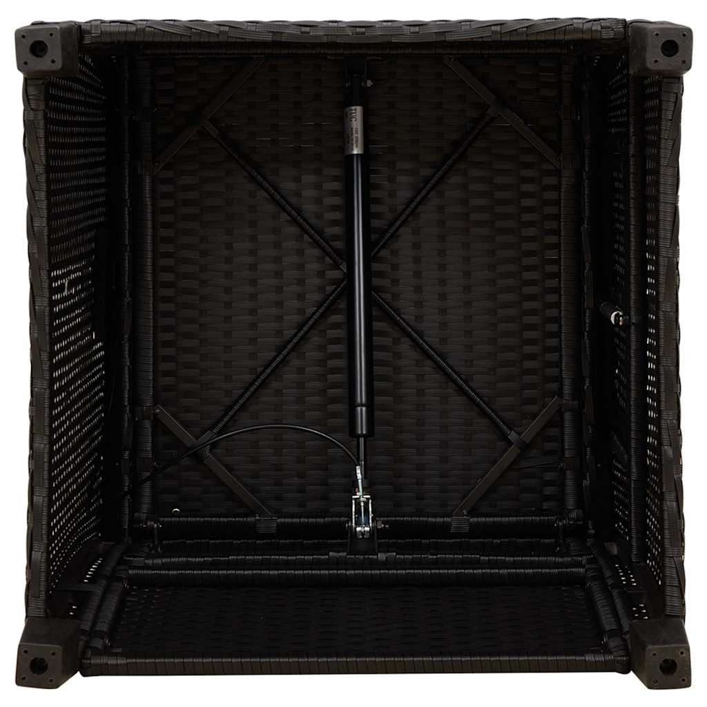 Gartensessel mit Beistelltisch Verstellbar Schwarz Poly Rattan