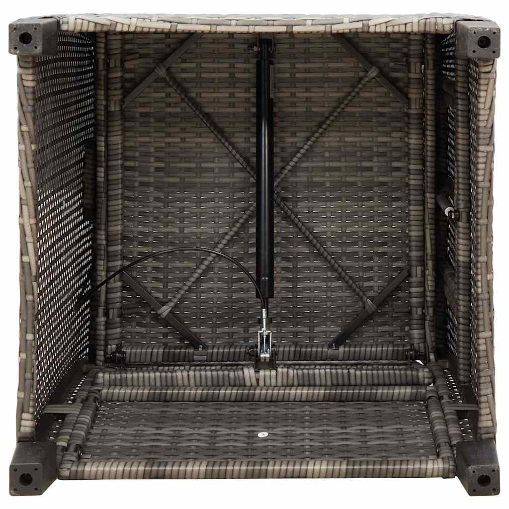Gartensessel mit Beistelltisch Verstellbar Grau Poly Rattan