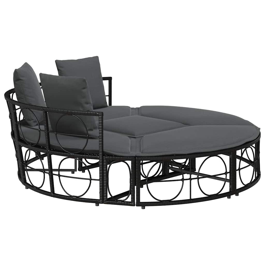 Outdoor-Loungebett ohne Dach Schwarz Poly Rattan