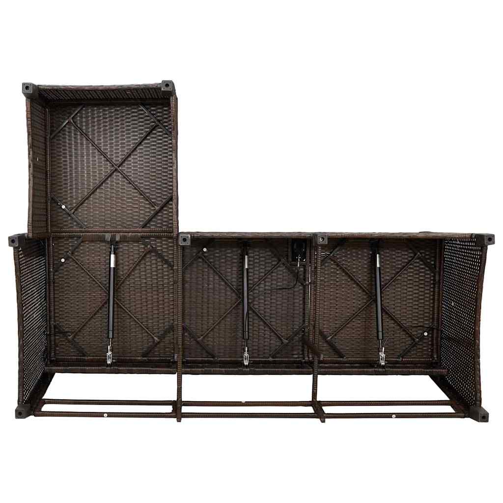 3-tlg. Garten-Sofagarnitur mit Kissen L-Form Braun Poly Rattan