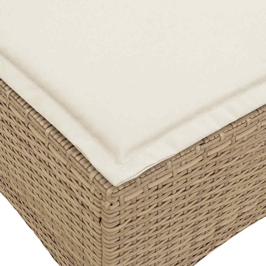 3-tlg. Garten-Sofagarnitur mit Kissen L-Form Beige Poly Rattan