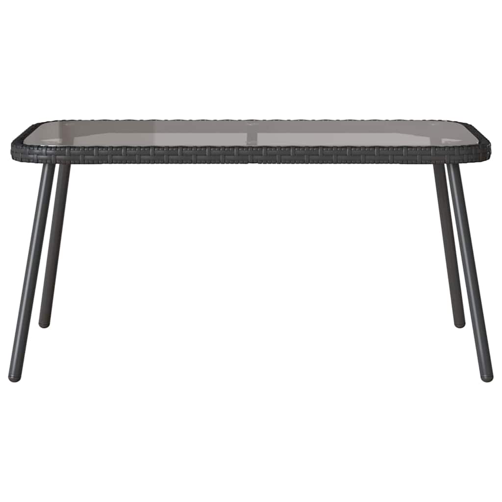 2-teiliges Gartentischset mit Kissen, Schwarz, aus Poly-Rattan