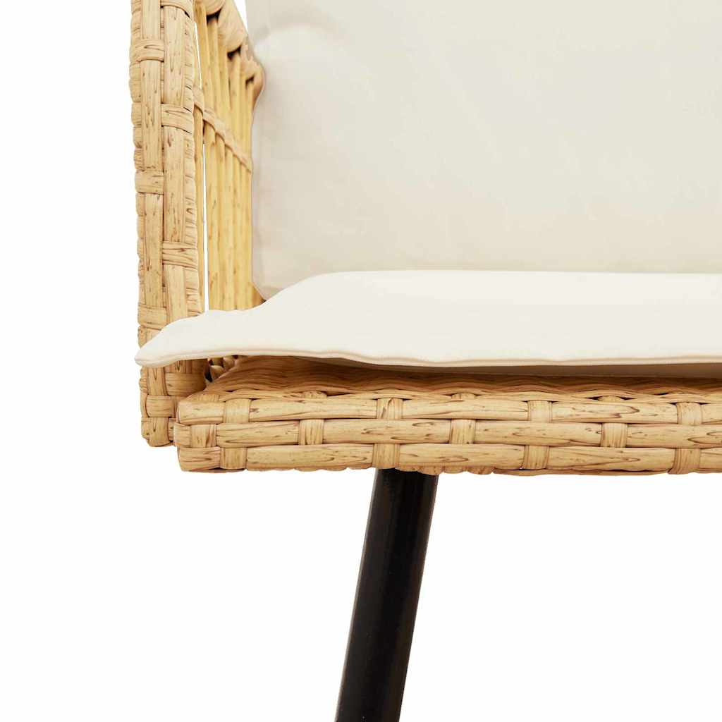 2-teiliges Garten-Dining-Set mit Kissen aus natürlichem Poly-Rattan