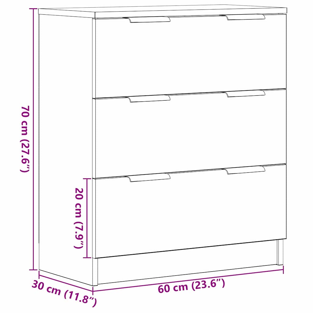 Sideboard mit Schubladen Schwarz 60 x 30 x 70 cm Holzwerkstoff