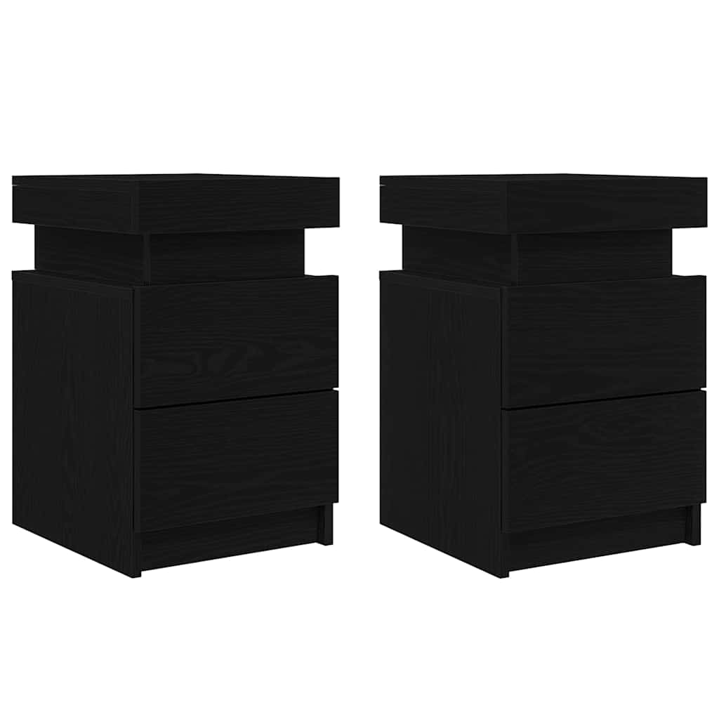 Nachttisch 2 pcs Schwarze Eiche 35 x 39 x 55 cm Holzwerkstoff