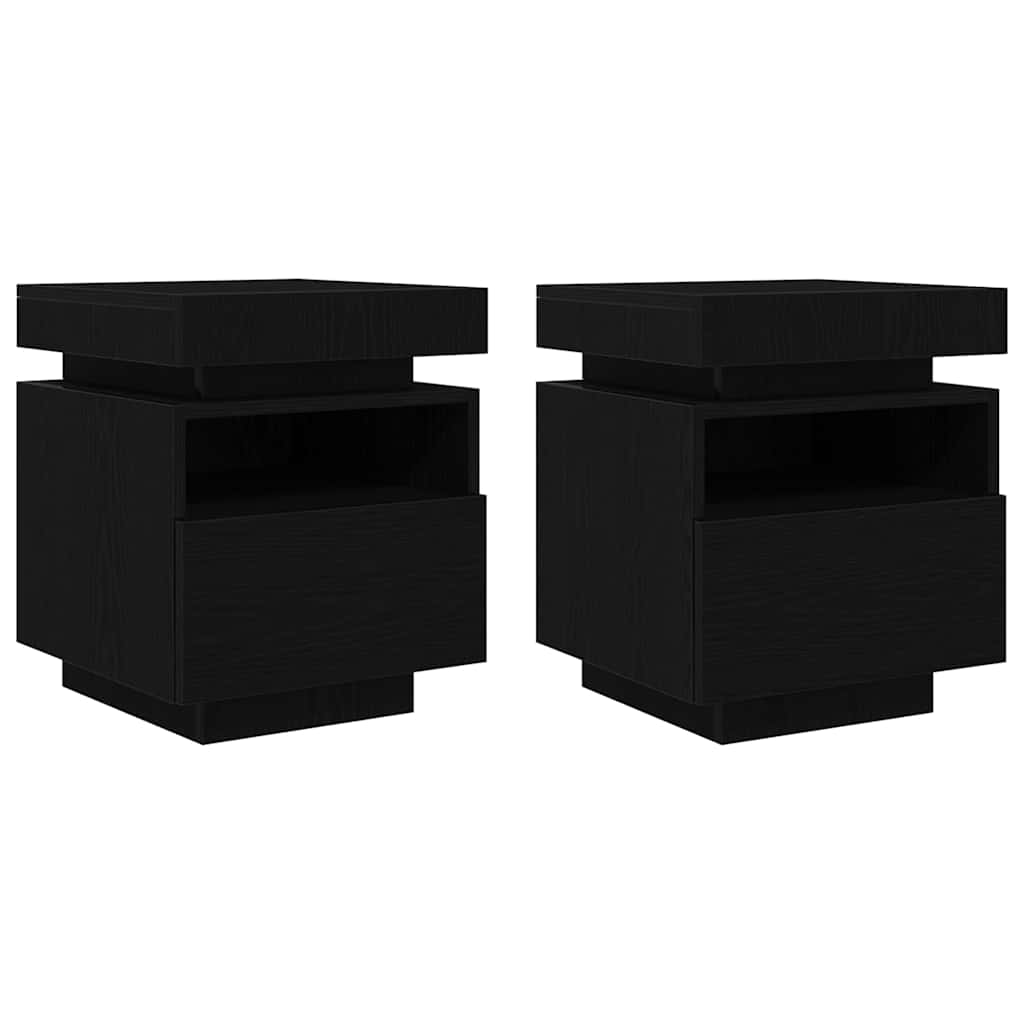 Nachttisch 2 pcs Schwarze Eiche 40 x 39 x 48,5 cm Holzwerkstoff
