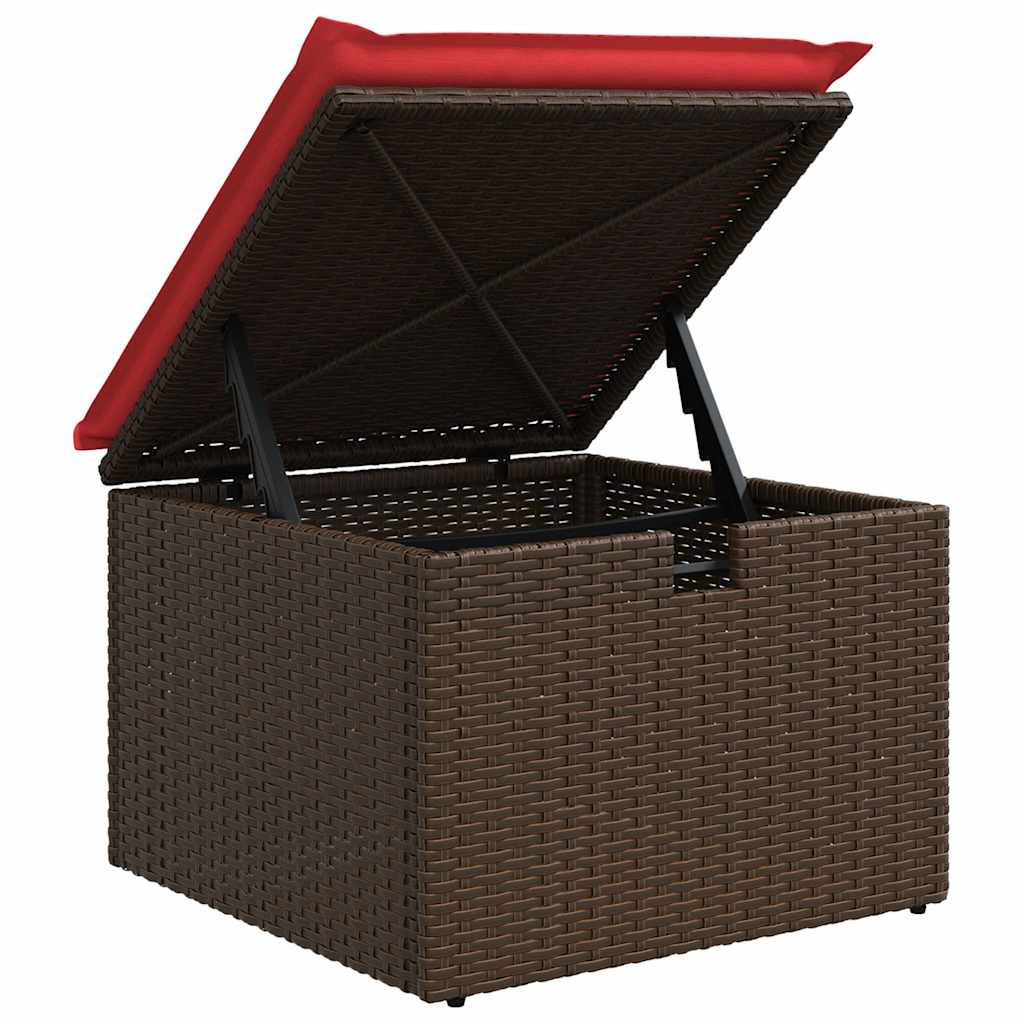 7-tlg. Garten-Sofagarnitur mit Kissen Braun Poly Rattan