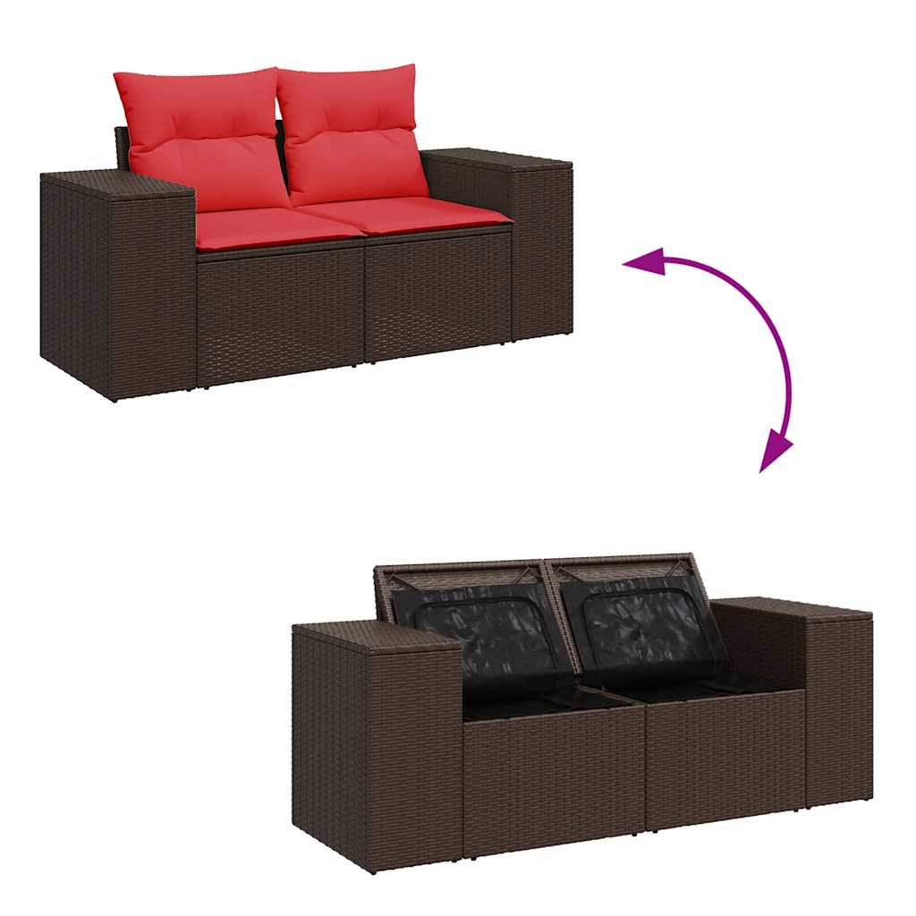 4-tlg. Garten-Sofagarnitur mit Kissen Braun Poly Rattan