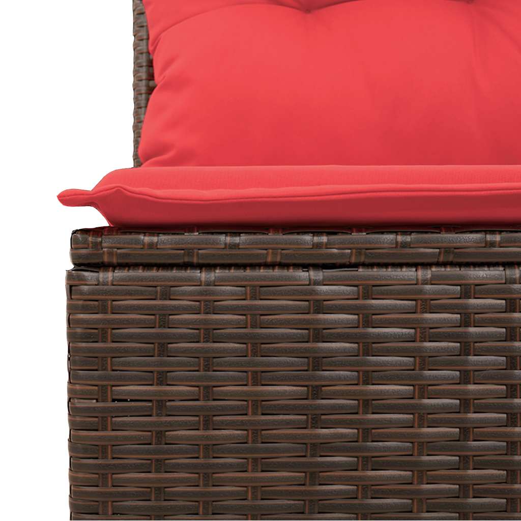 5-tlg. Garten-Sofagarnitur mit Kissen Braun Poly Rattan