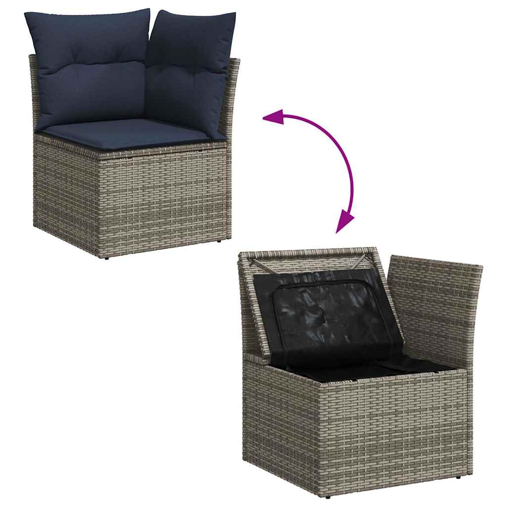 8-tlg. Garten-Sofagarnitur mit Kissen Schwarz Poly Rattan