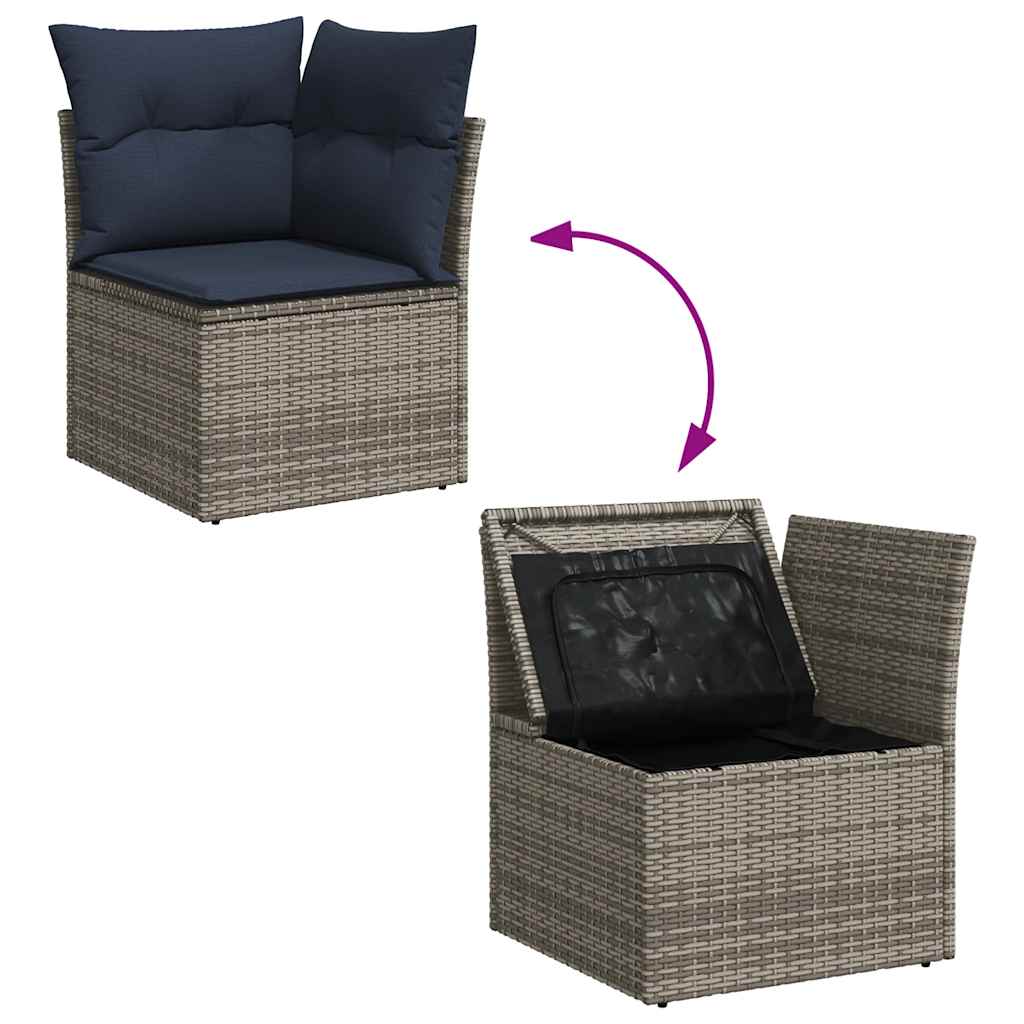 5tlg. Garten-Sofagarnitur mit Kissen Schwarz Poly Rattan Akazie