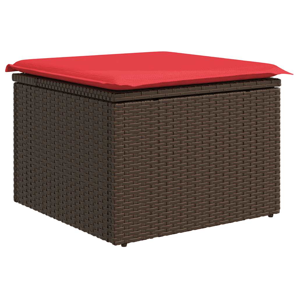 11-tlg. Garten-Sofagarnitur mit Kissen Braun Poly Rattan Akazie