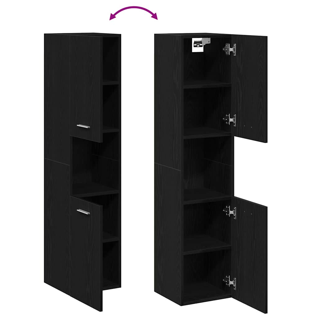 Badezimmer Schrank mit Regal Schwarze Eiche 30 x 30 x 130 cm