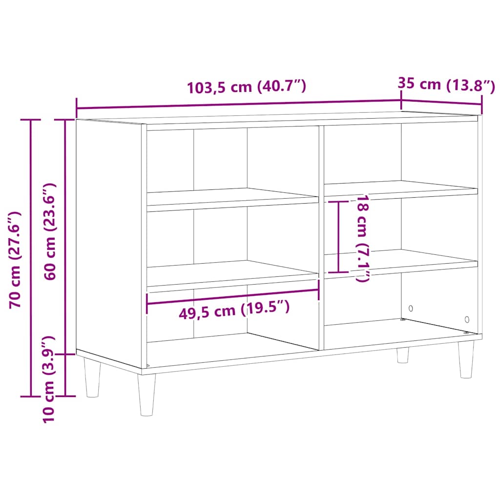 Sideboard Schwarze Eiche 103,5 x 35 x 70 cm Holzwerkstoff