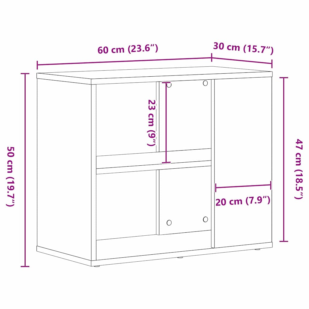 Sideboard Schwarz 60 x 30 x 50 cm Holzwerkstoff