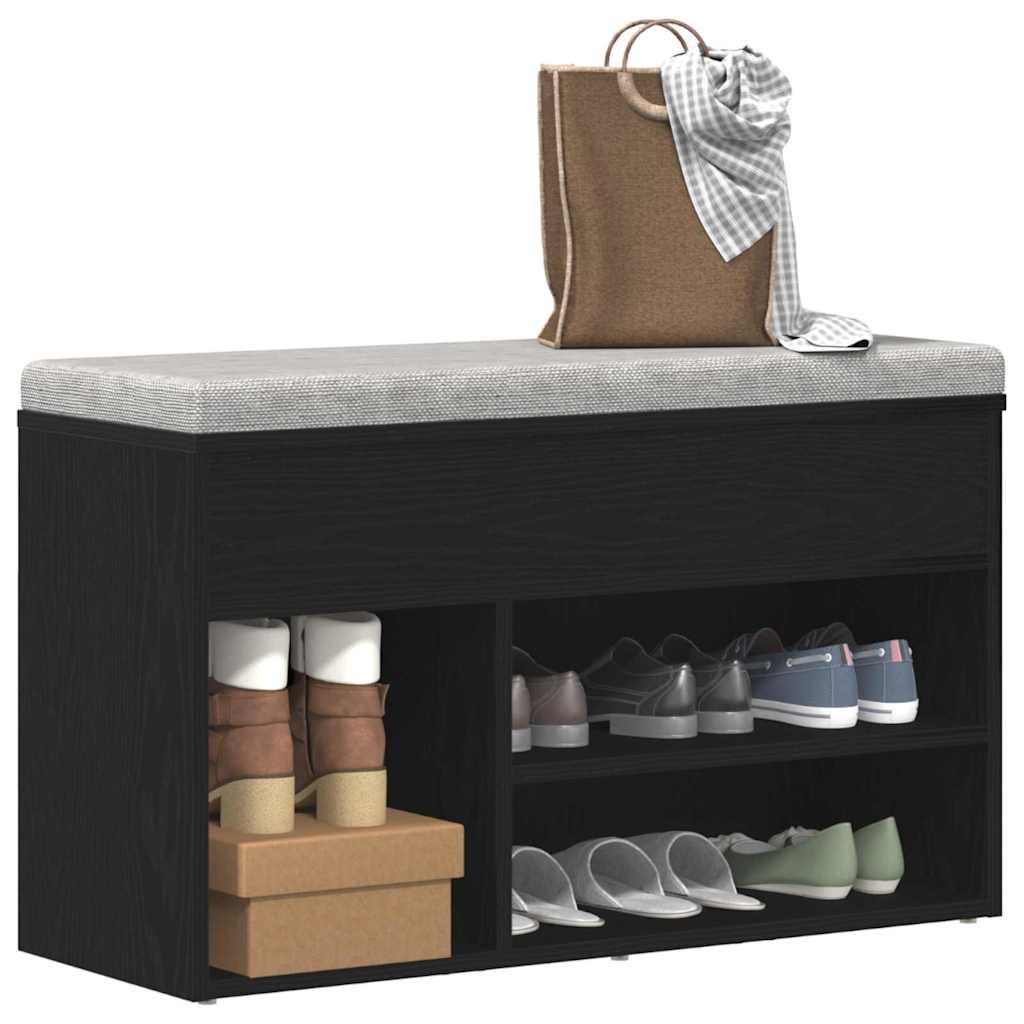 Schuhbank Schwarz Eichen-Optik 80 x 30 x 45 cm Holzwerkstoff