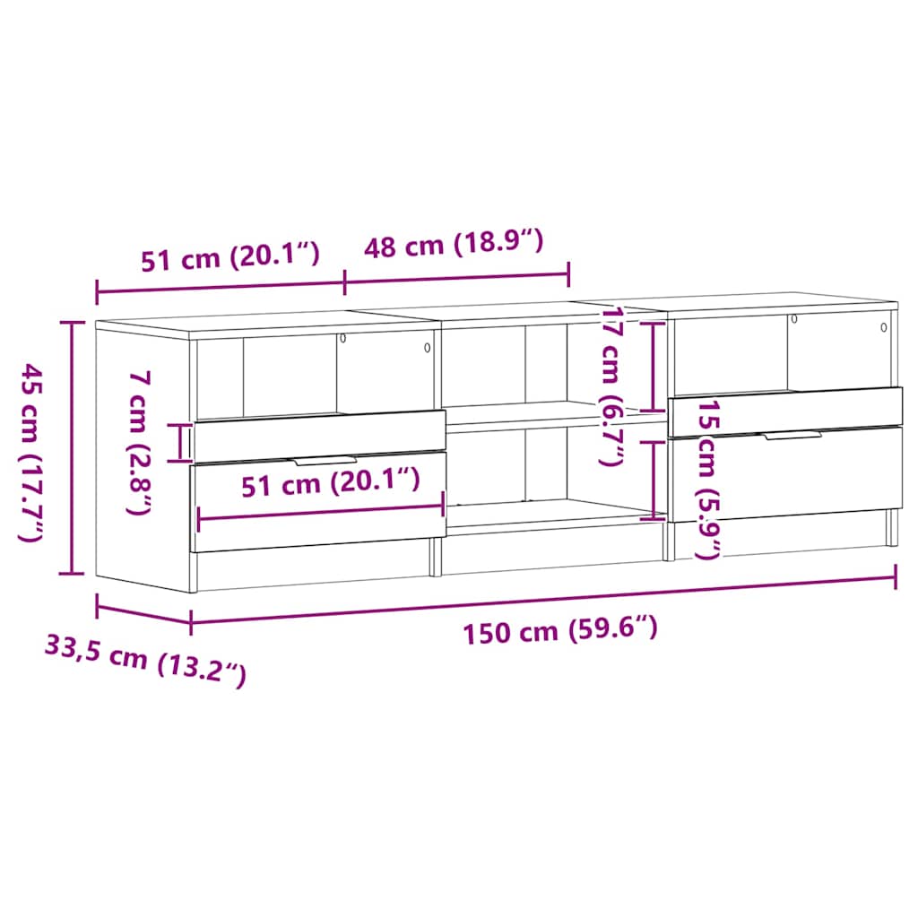 TV-Schränk Schwarz 150 x 33,5 x 45 cm Holzwerkstoff