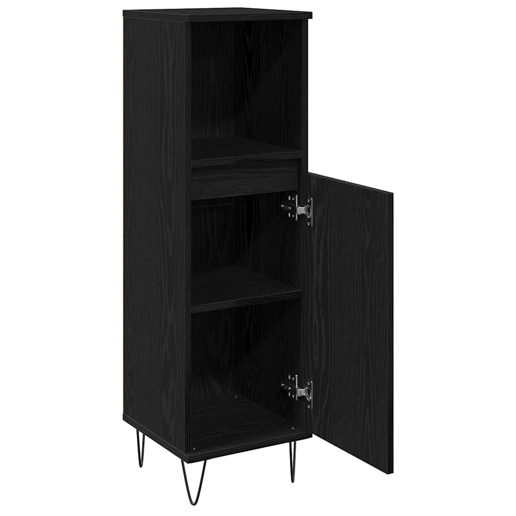 Badezimmer Schrank mit Speicher Schwarze Eiche 30 x 30 x 100 cm