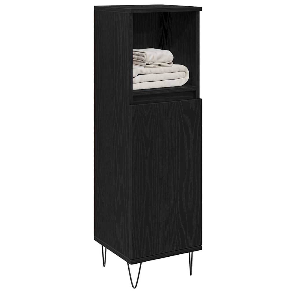 Badezimmer Schrank mit Speicher Schwarze Eiche 30 x 30 x 100 cm