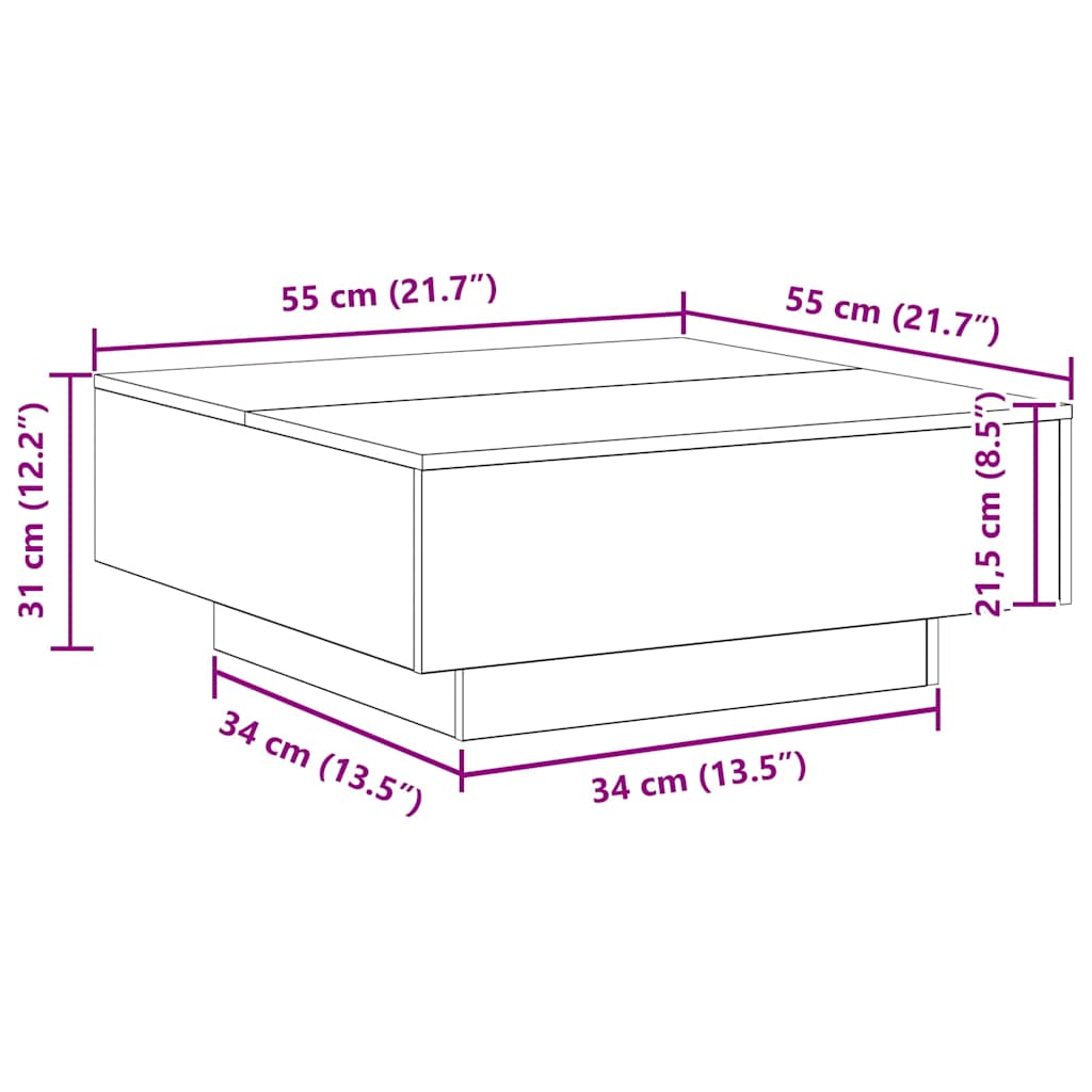 Couchtisch Altes Holz Blau 80 x 80 x 31 cm Holzwerkstoff