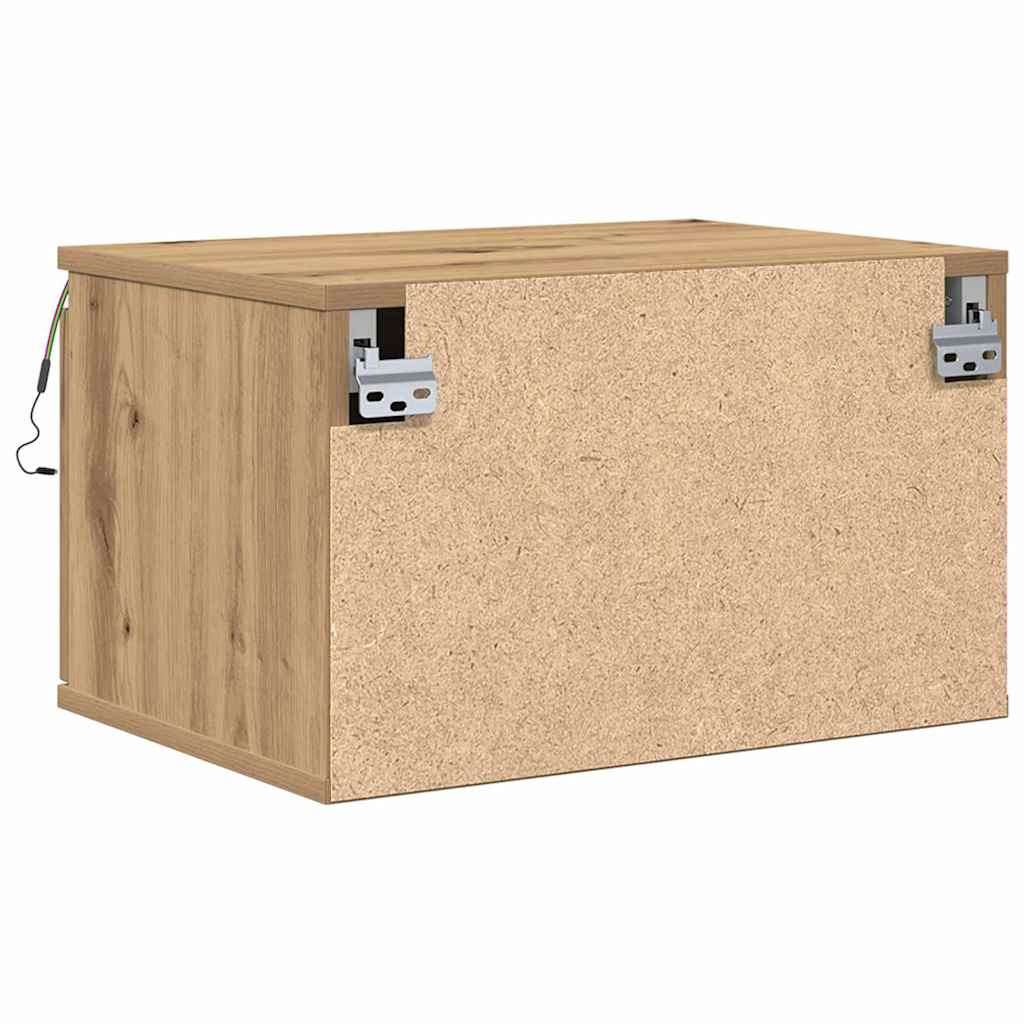 Wandmontierter Nachtschrank Eiche handwerklich 50 x 36 x 30 cm