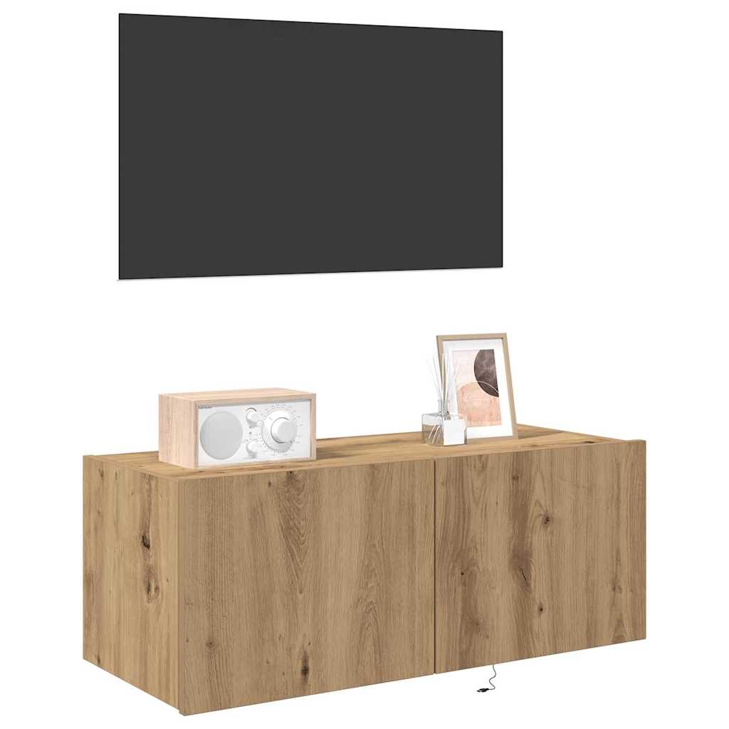 TV-Wandregal Eiche handwerklich 80 x 35 x 31 cm Holzwerkstoff