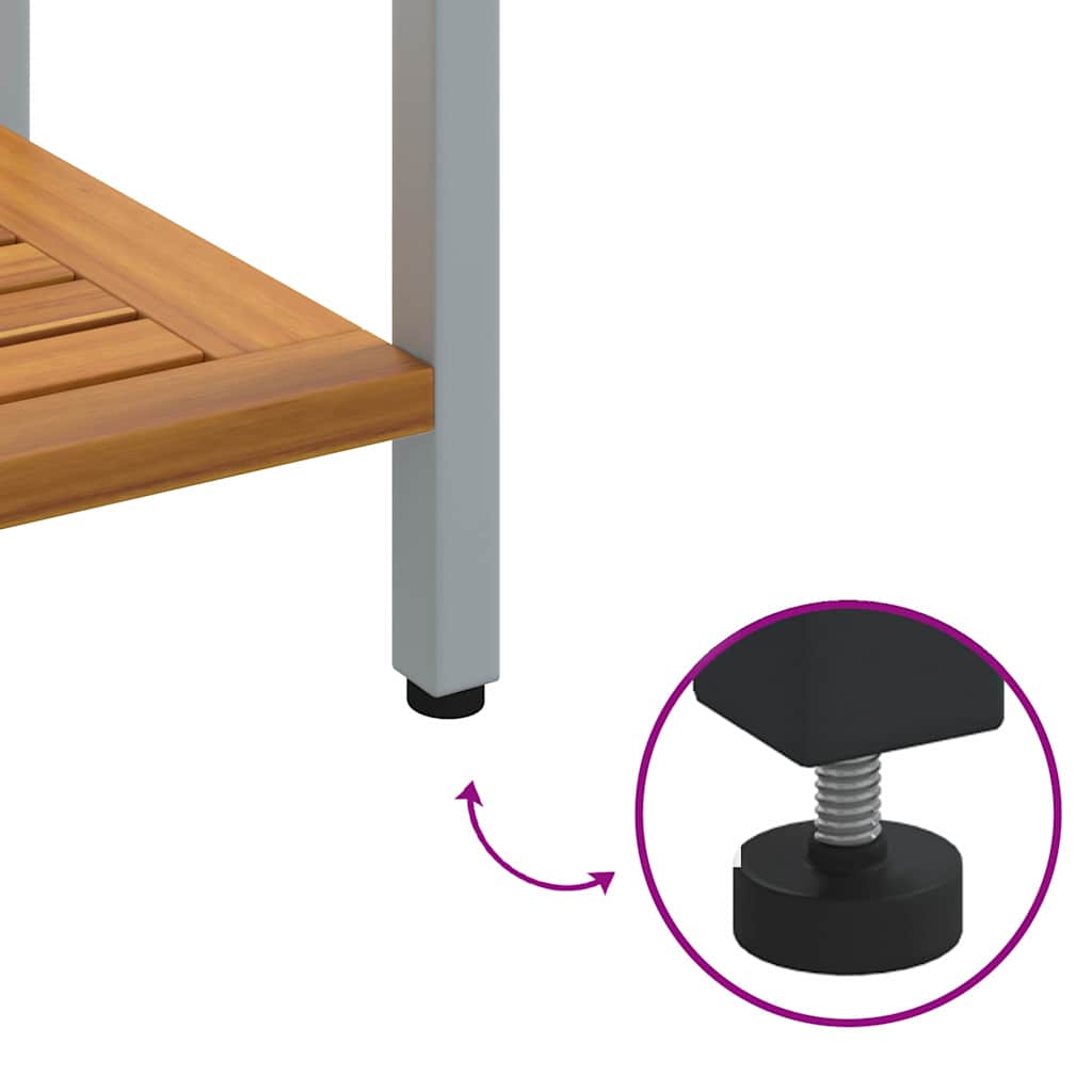 outdoor Tisch mit Speicher Natur und Grau 110 x 35 x 75 cm