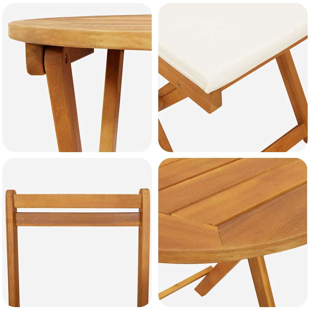 Garten Bistro Set mit Kissen 3 pcs Braun Akazie Massivholz