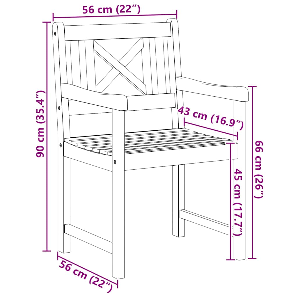 Gartenstuhl 2 pcs Braun 56 x 56 x 90cm Massivholz Akazie