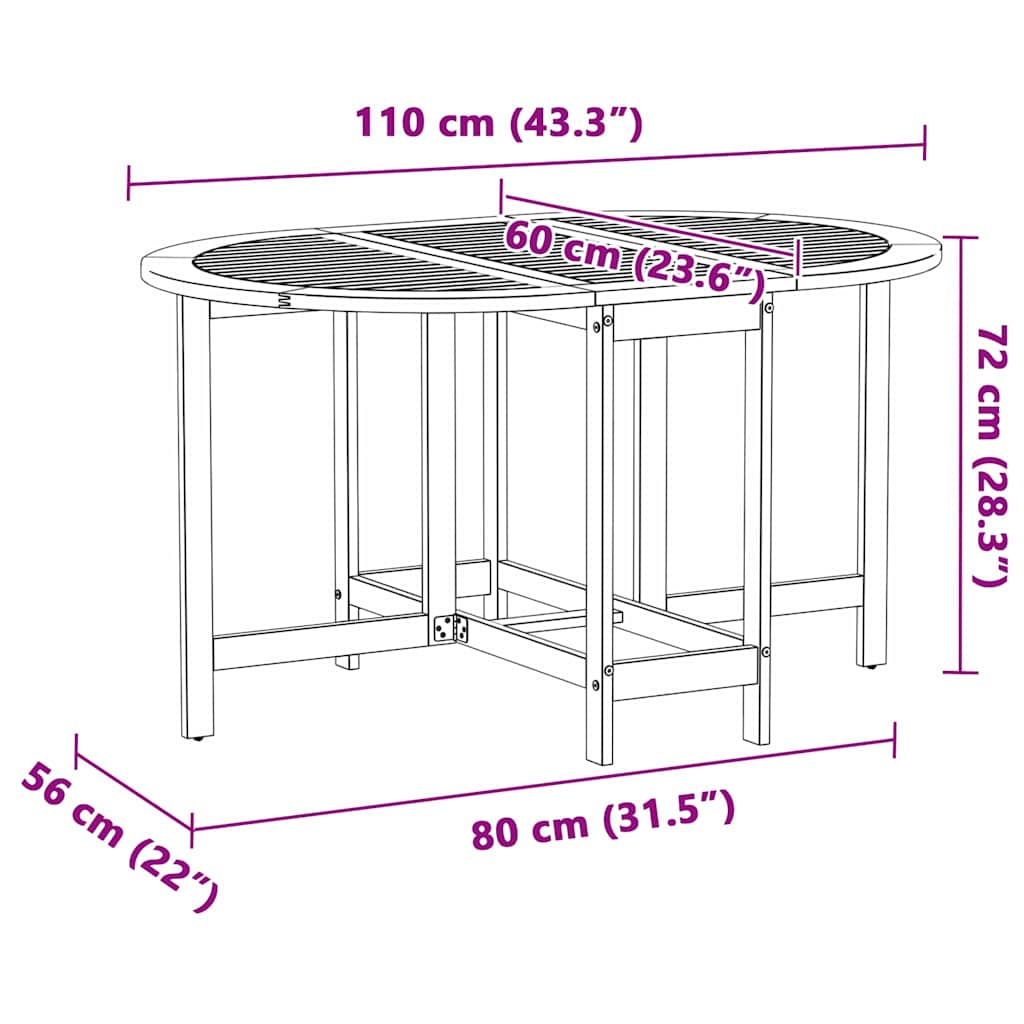 Gartentisch 5 pcs Braun 110 x 60 x 72 cm Massivholz Akazie