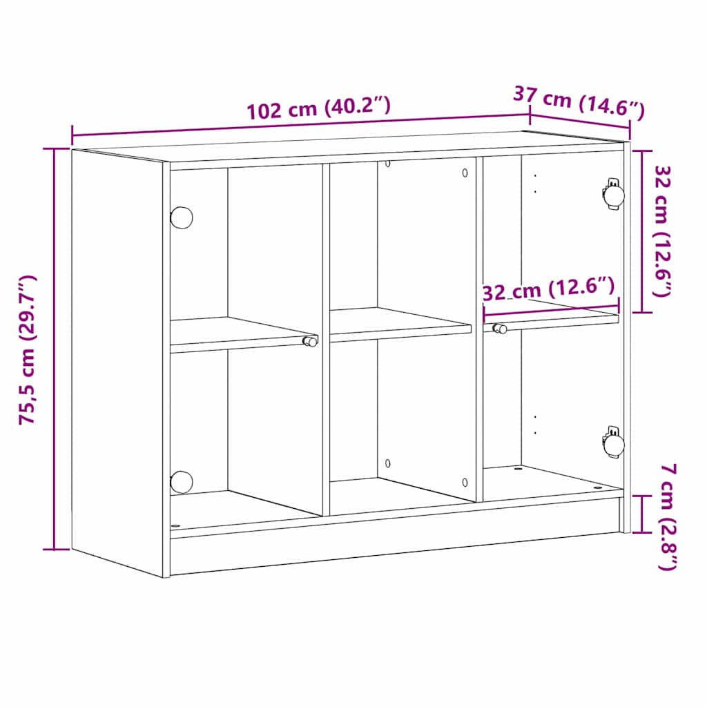 Sideboard Schwarz Eiche 102x37x75,5 cm Engineered Wood