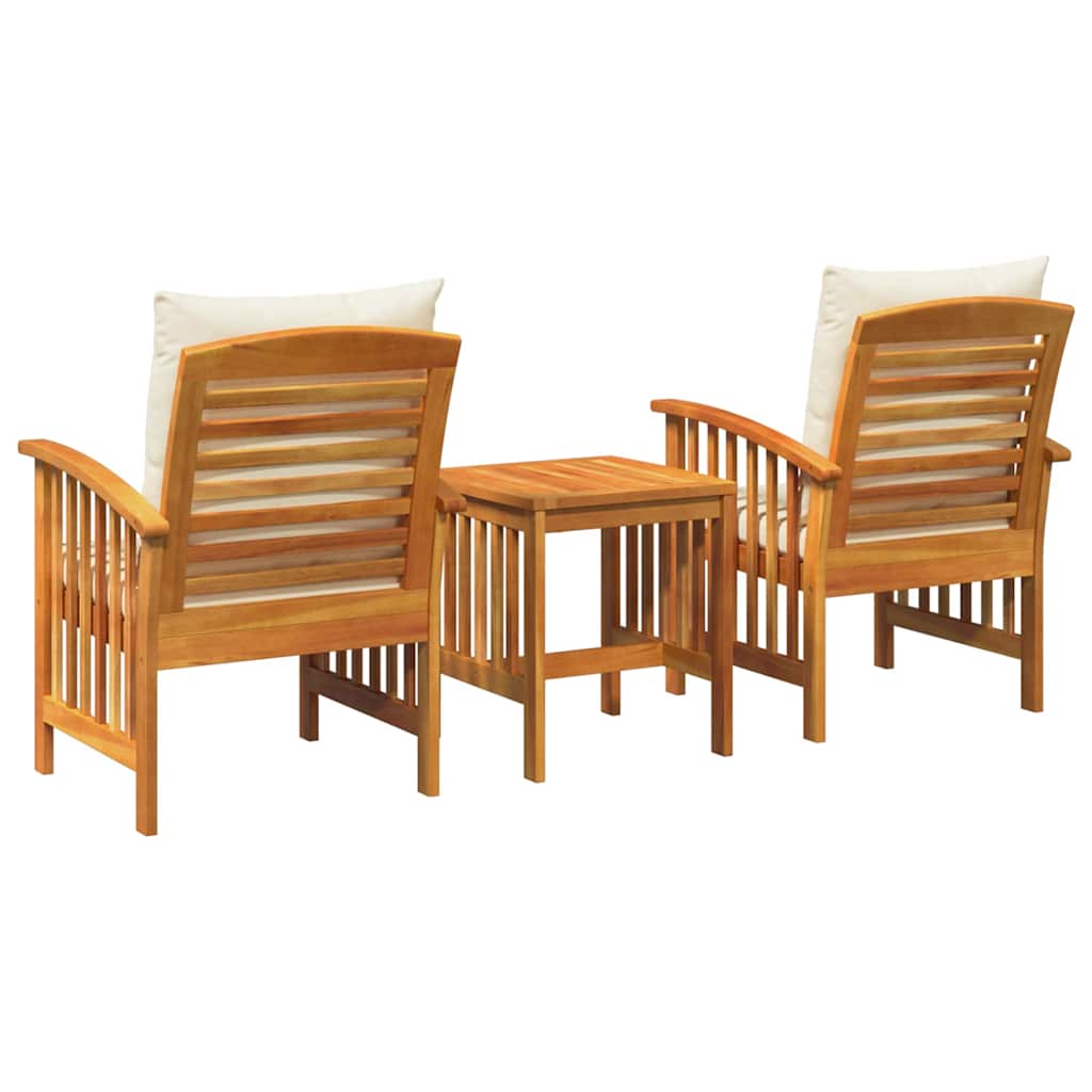 Garten-Sofa-Set mit Kissen 3 pcs Braun Akazie Massivholz