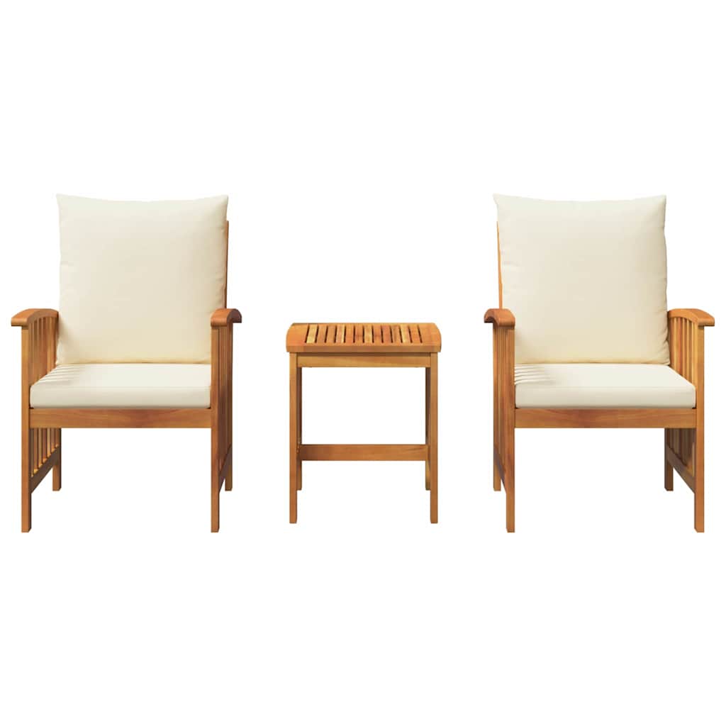 Garten-Sofa-Set mit Kissen 3 pcs Braun Akazie Massivholz