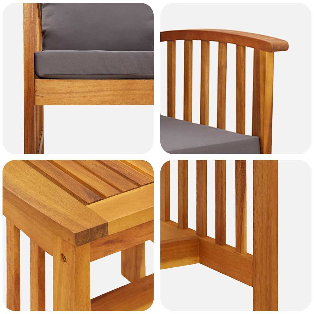 Garten-Sofa-Set mit Kissen 3 pcs Braun Akazie Massivholz