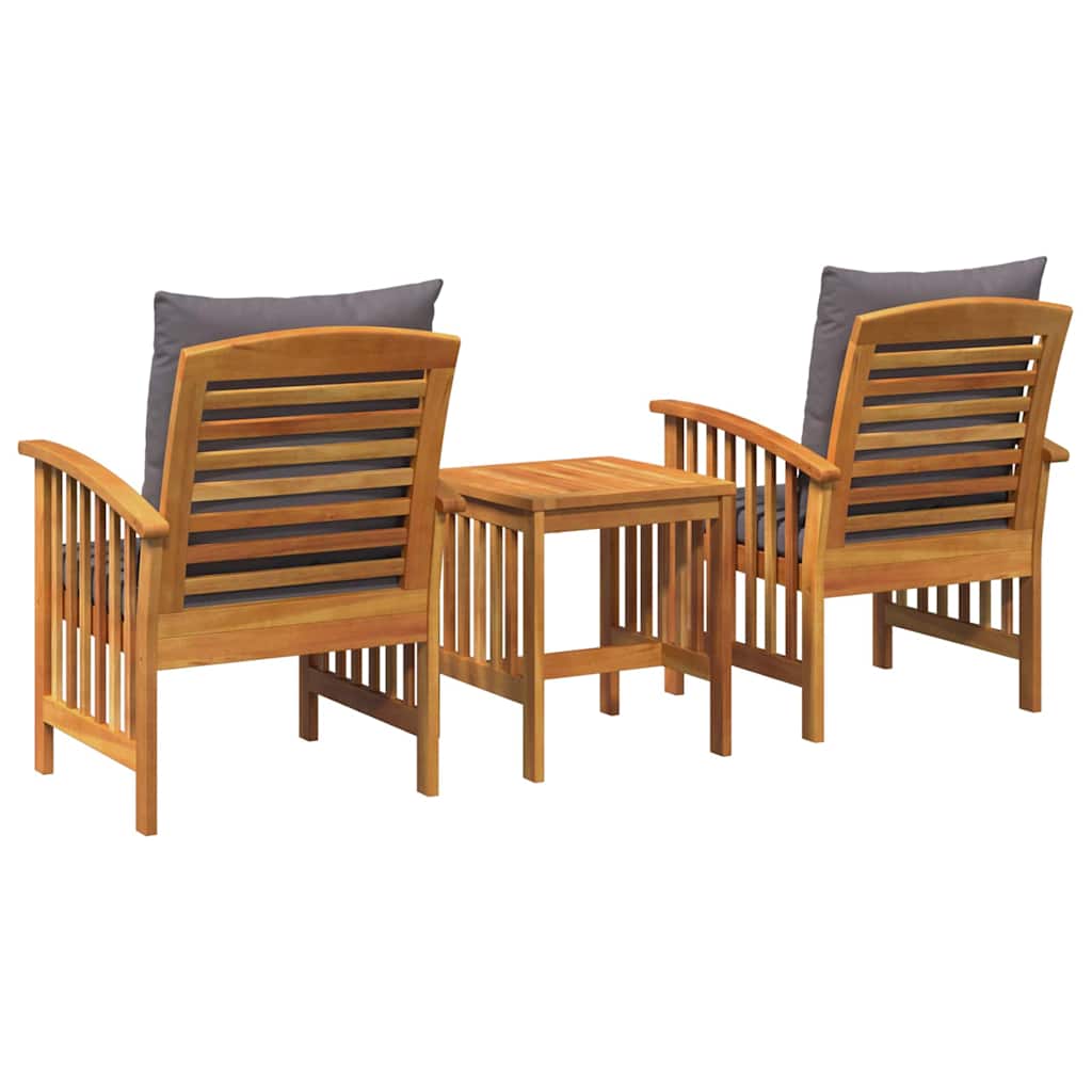 Garten-Sofa-Set mit Kissen 3 pcs Braun Akazie Massivholz