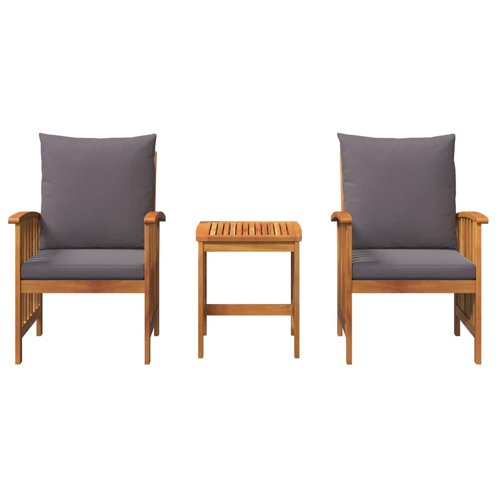 Garten-Sofa-Set mit Kissen 3 pcs Braun Akazie Massivholz
