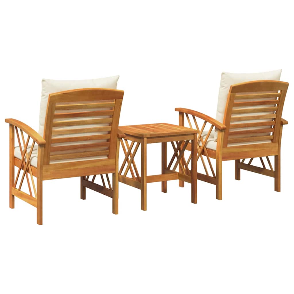 Garten-Sofa-Set mit Kissen 3 pcs Braun Akazie Massivholz