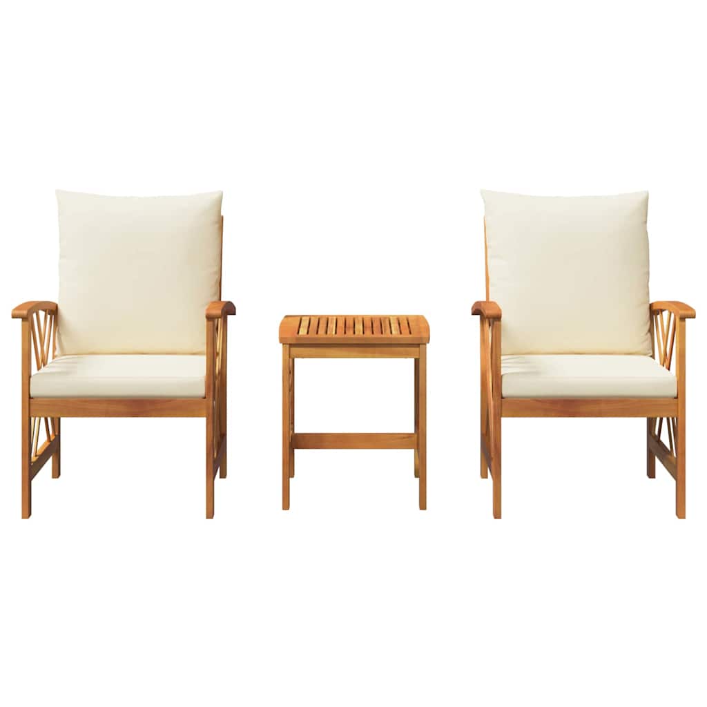 Garten-Sofa-Set mit Kissen 3 pcs Braun Akazie Massivholz