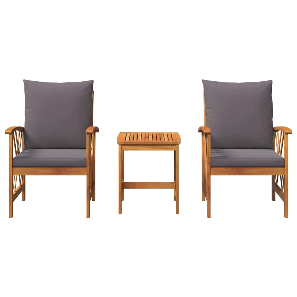 Garten-Sofa-Set mit Kissen 3 pcs Braun Akazie Massivholz