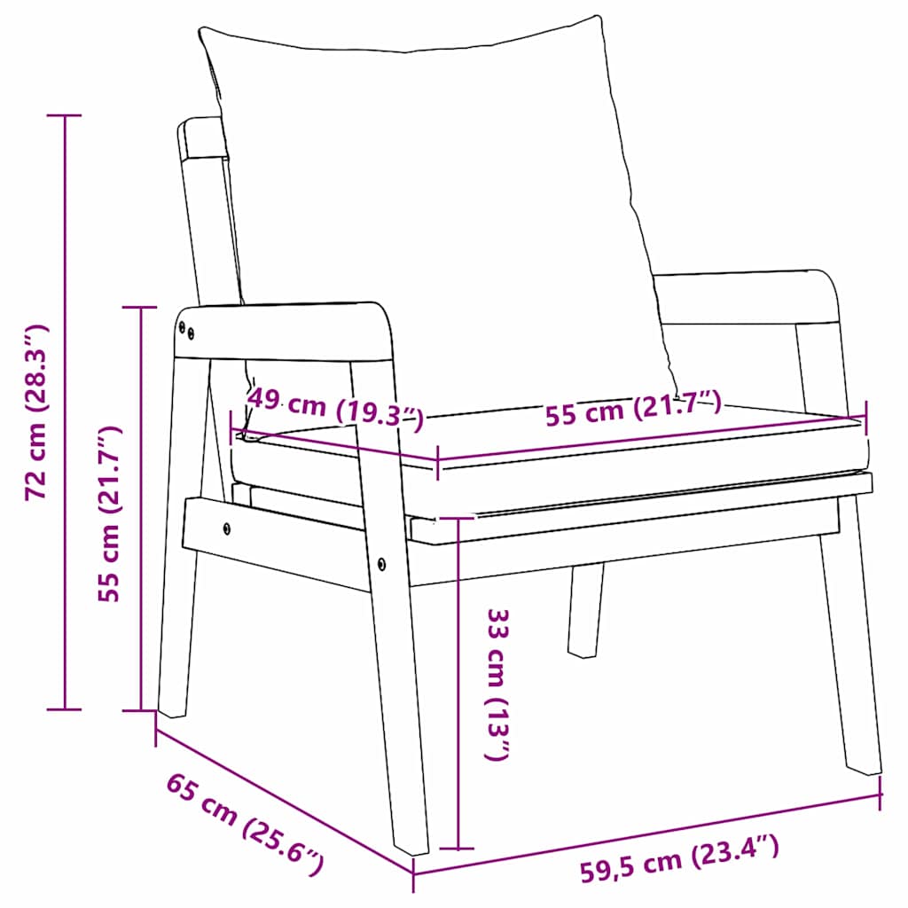 Gartenstuhl mit Kissen 2 pcs Braun Massivholz Akazie